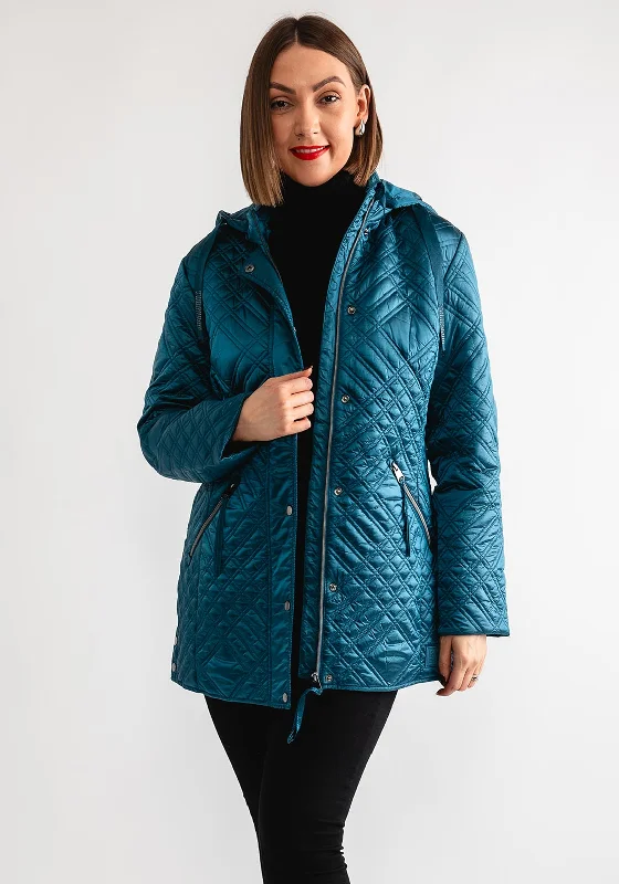 Rabe Quilted Lightweight Hooded Jacket, Teal Blue Women's versatile jackets