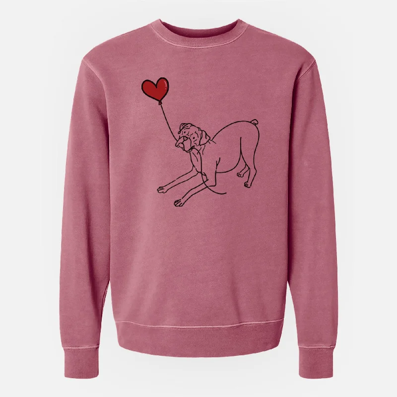 Boxer Heart String - Unisex Pigment Dyed Crew Sweatshirt Comfy Pullover Sweatshirt