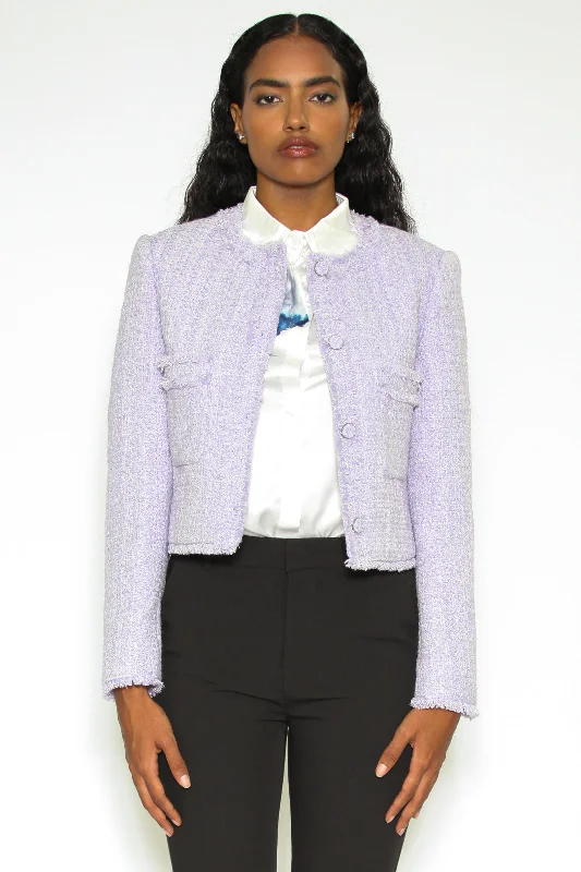Wool Lavender Tweed Cropped Blazer