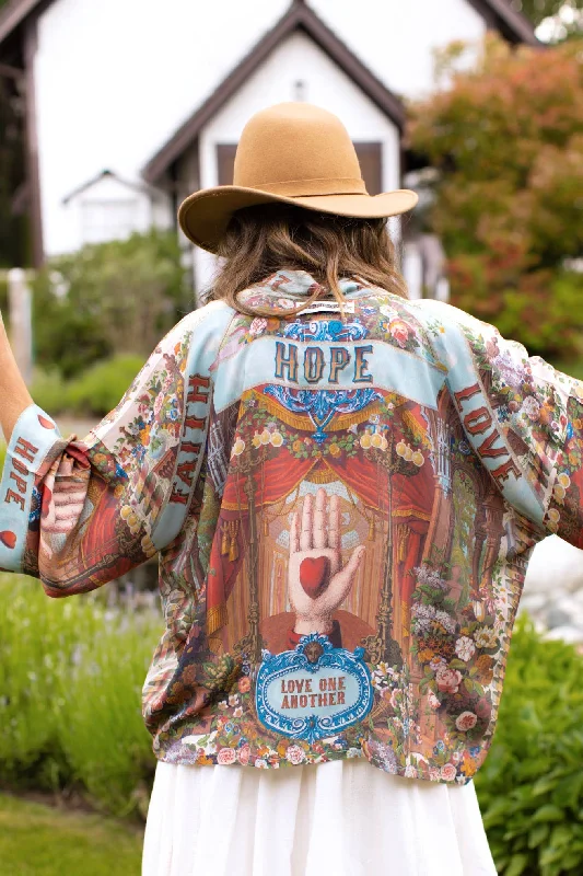 Love Language Pixie Duster Cropped Kimono With Faith, Hope