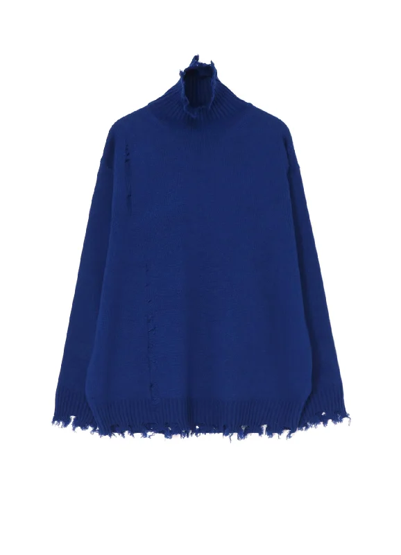 7G BULKY WOOL DAMAGE TURTLE PULLOVER