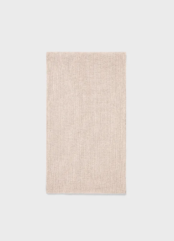 Cashmere Ribbed Scarf in Putty