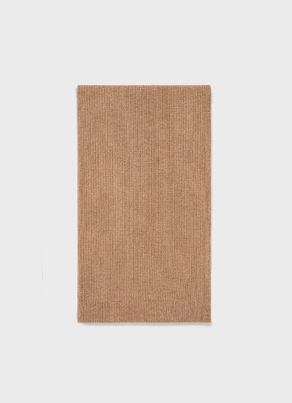Cashmere Ribbed Scarf in Brown Melange