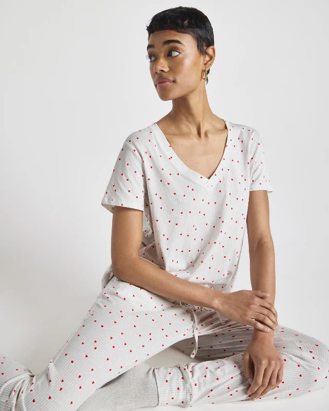 Red Hearts Stay Home PJ Set Luxury pajama sets