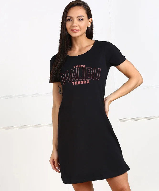 Womens Printed  Half sleeve Night Dress - Malibu Best pajama sets for sensitive skin
