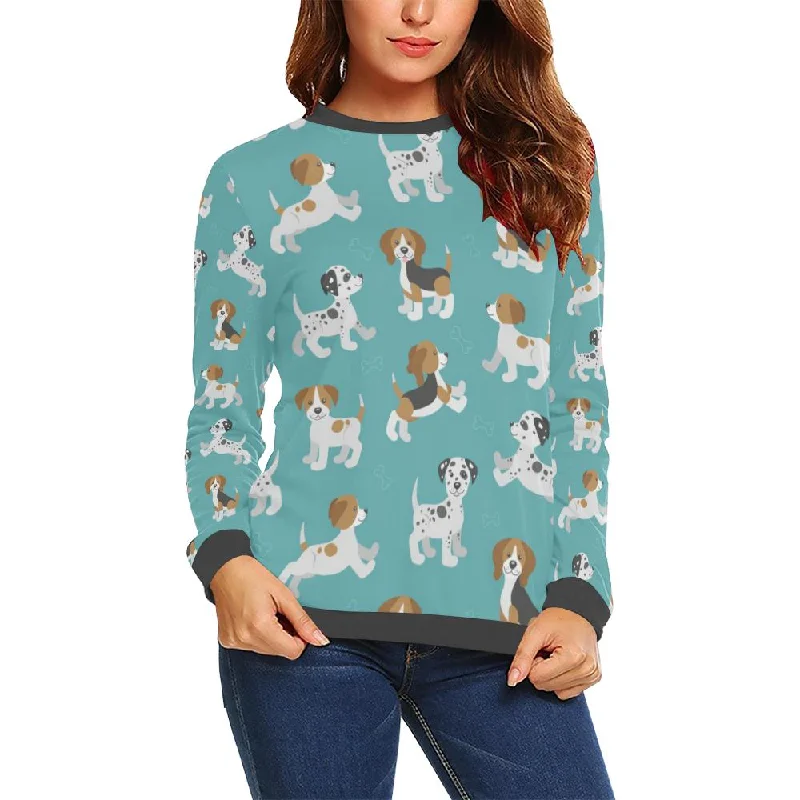 Beagle Dog Bone Pattern Print Women's Sweatshirt Casual sweaters