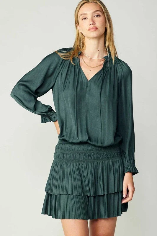 Wonderful Life Long Sleeve Dress Forest Green Corset mini dresses