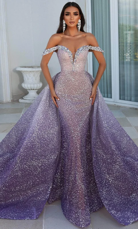 Portia and Scarlett PS23034 - Off Shoulder Overskirt Prom Gown Boohoo party dresses