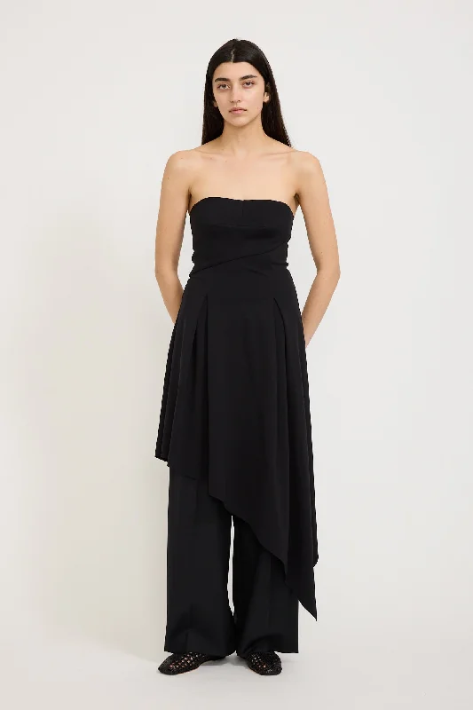Asymmetric Strapless Dress Black High-end unclassified dresses