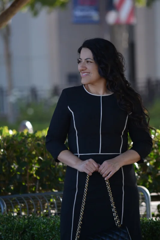 Athens Black (Creme Piping) Dress Bright color unclassified dresses