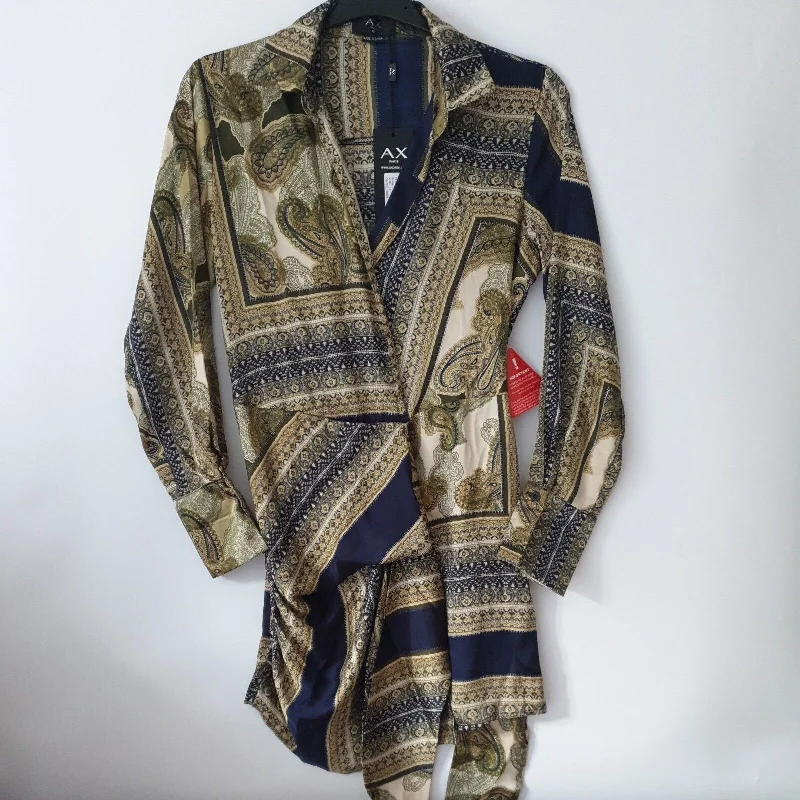 AX Paris Printed Wrap Satin Dress Size 6 Khaki****Ref V265 Color block unclassified dresses