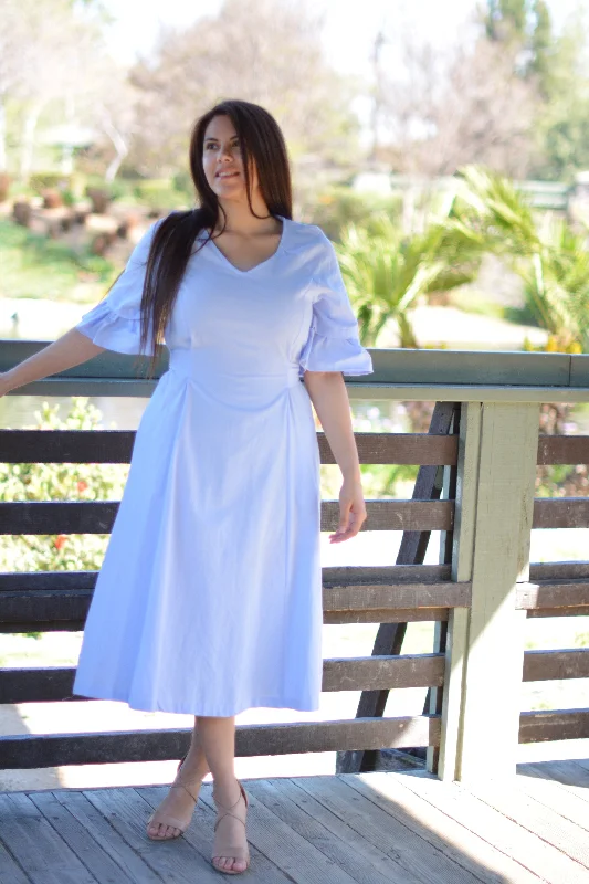 Beatrice Periwinkle Cotton Embroidered Dress Tiered unclassified dresses