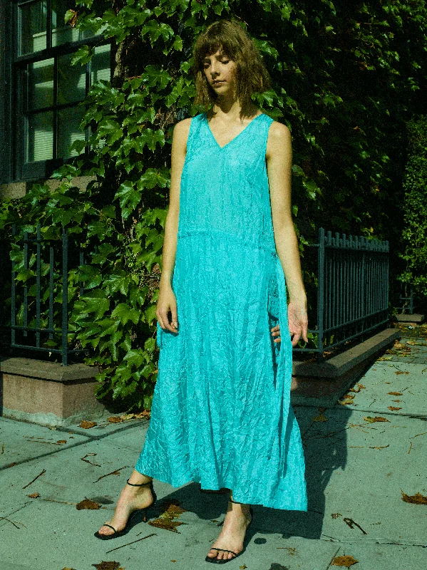 CRINKLE SILK CARGO DRESS, AQUA Pastel unclassified dresses