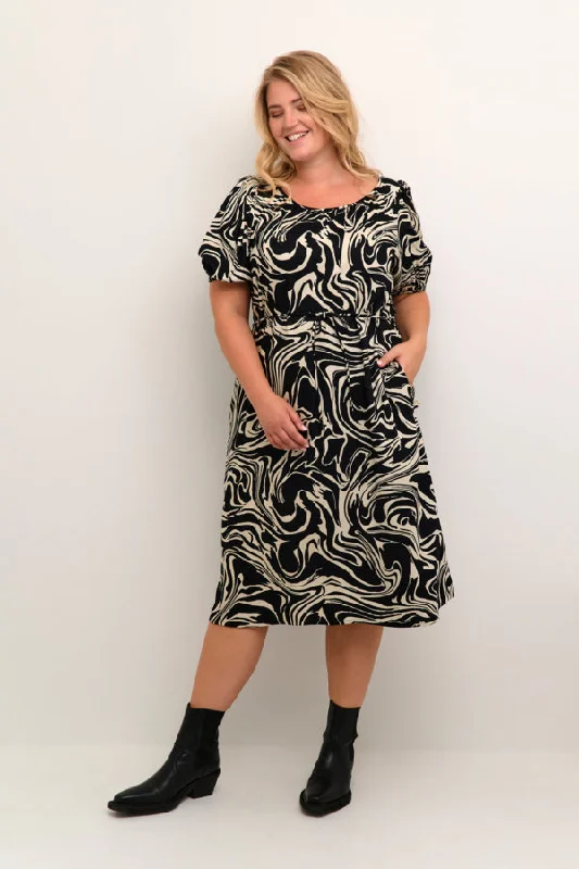 jurk met grafische zwart wit print Everyday wear unclassified dresses