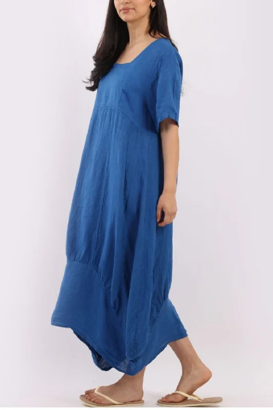Linen Square Neck Dress - Royal Soft fabric unclassified dresses