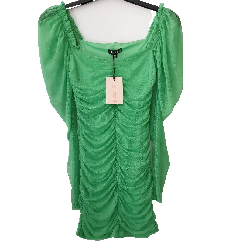 Missguided Dress Mesh Ruched Green UK 12 Vintage unclassified dresses