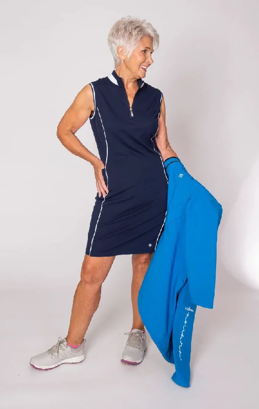 New Famara Sleeveless Structured Golf Dress - Navy MSRP$160 Discounted unclassified dresses
