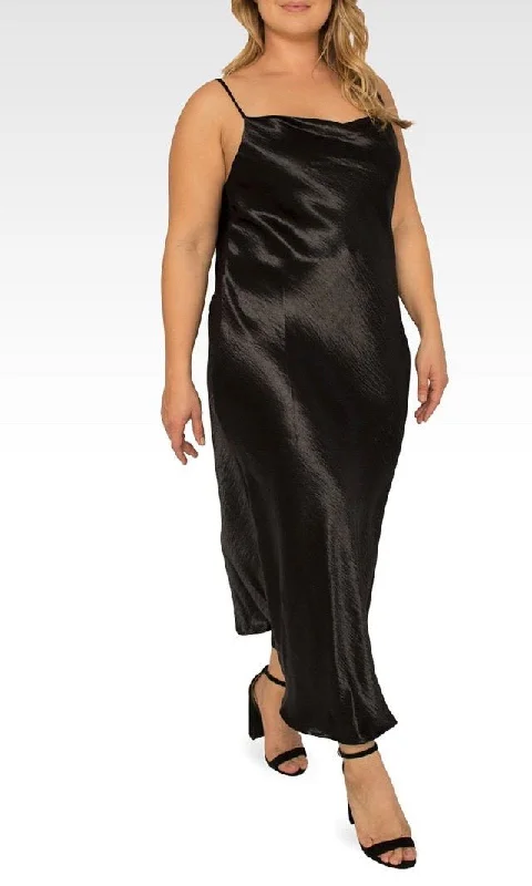 Standards & Practices - Michelle  Satin Slip Dress - Black Silk unclassified dresses