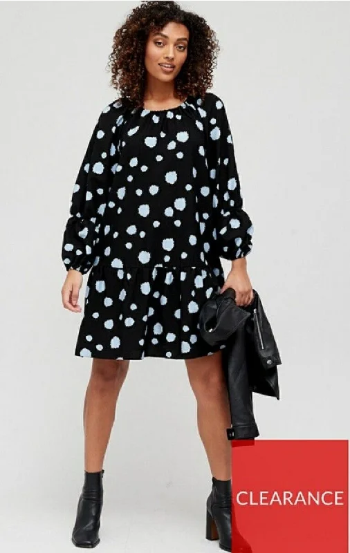 Tiered Sleeve Swing Dress Blue Dot UK 12 **** Ref V440 Dark color unclassified dresses Tiered Sleeve Swing Dress Blue Dot UK 12 **** Ref V440 Dark color unclassified dresses