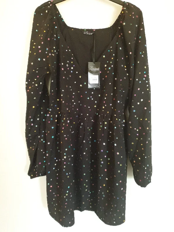 Yours Balloon Sleeve Dress Star Black Uk 14****Ref V432 Velvet unclassified dresses