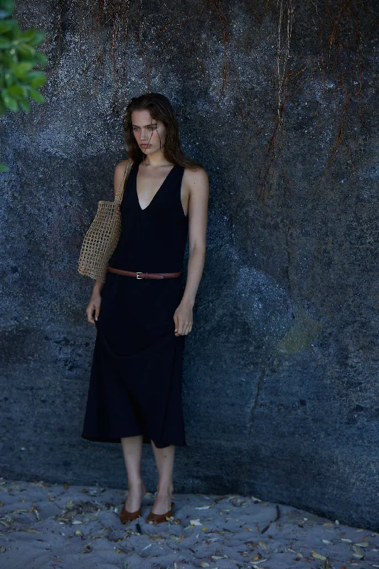 ZULU DRESS SILK RAVENHUE BLACK Casual chic unclassified dresses